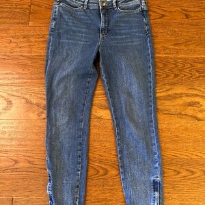Pilcro and the Letterpress Dark Blue High Rise‎ Skinny Jeans with zipped ankle